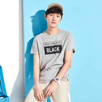 

Semir T-shirt men's students hit color printing color short sleeve T-shirt 19037001217 black XXL