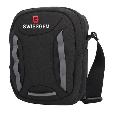 

SVVISSGEM shoulder bag business casual Messenger bag vertical section men&women leisure sports 79 inch iPad mini flat package outdoor travel bag SA-9934C black