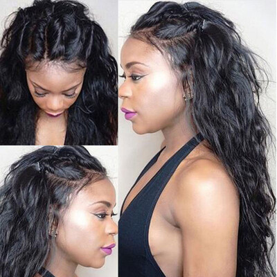 

Glueless lace front wig for black women 130 density human hair wavy brazilian lace wig baby hair