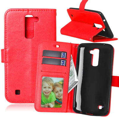 

Red Style Classic Flip Cover with Stand Function and Credit Card Slot for LG K10