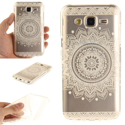 

White mandala Pattern Soft Thin TPU Rubber Silicone Gel Case Cover for Samsung Galaxy J5 2015