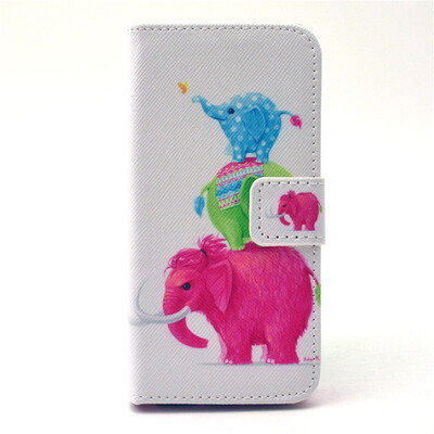 

Elephant Design PU Leather Flip Cover Wallet Card Holder Case for IPHONE 5