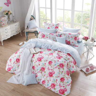 

Dohia Bedding Set Cotton Twill Double Bed Sheets 15m Rose Flowers 200 × 230cm