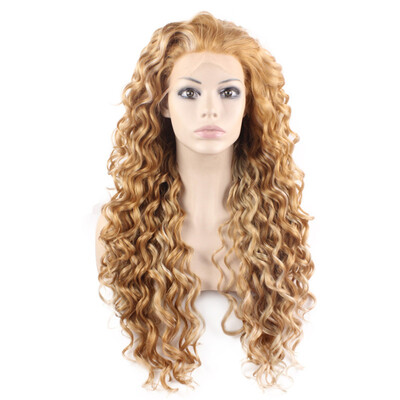 

Iwona Synthetic Hair Lace Front Long Curly Blonde Mix Wig