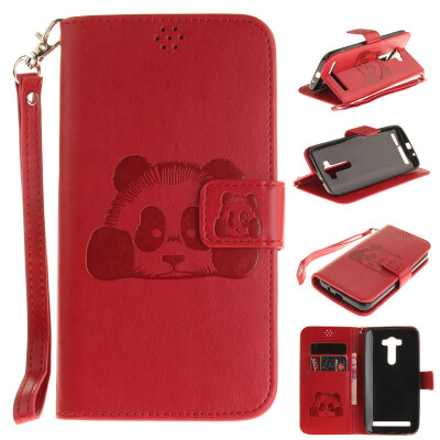 

Red Panda Style Embossing Classic Flip Cover with Stand Function and Credit Card Slot for ASUS ZenFone 2 Laser ZE551KL