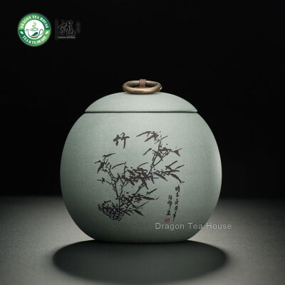 

Gray Handmade Yixing Zisha Clay Bamboo Tea Caddy Canister 500ml 169 oz