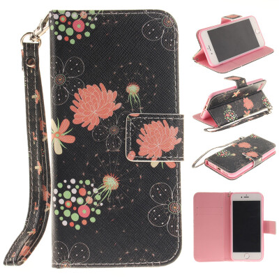 

Colorful flowers Design PU Leather Flip Cover Wallet Card Holder Case for IPHONE 7