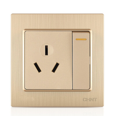 

Zhengtai (CHNT) socket panel five-hole socket 10A brushed gold 7L series NEW7-L11102A