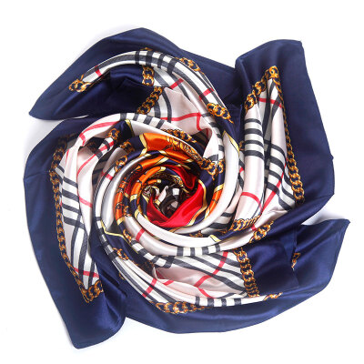 

Antarctic Nanjiren scarf female large imitation silk big square scarf scarf spring&autumn shawl dual-use chain blue edge