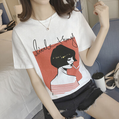 

VIVAHEART Korean version of the individual girls short sleeve T shirt printing wild coat VWTD173440 white