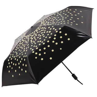 

Jingdong supermarket] umbrella umbrella UPF50 + carbon fiber umbrella all shade black plastic blossom three fold sunny umbrella sun umbrella green 33372E