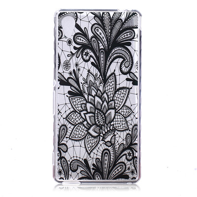 

Black Rose Pattern Soft Thin TPU Rubber Silicone Gel Case Cover for SONY Xperia M4 Aqua