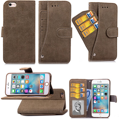 

Gray Design PU Leather Flip Cover Wallet Card Holder Case for IPHONE 6 Plus 6S Plus