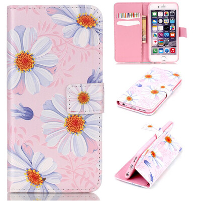 

Pink Flower Design PU Leather Flip Cover Wallet Card Holder Case for IPHONE 66S