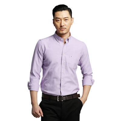 

ANGELOYANG men's business casual Oxford long-sleeved shirt NJF-X purple M
