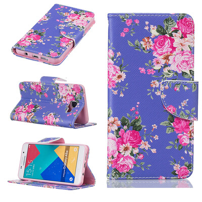 

Purple flowers Design PU Leather Flip Cover Wallet Card Holder Case forSAMSUNG GALAXY A5 2016A510