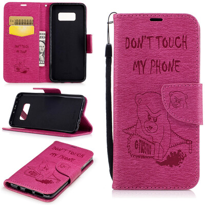 

Rose Bear Style Embossing Classic Flip Cover with Stand Function and Credit Card Slot for Samsung Galaxy S8