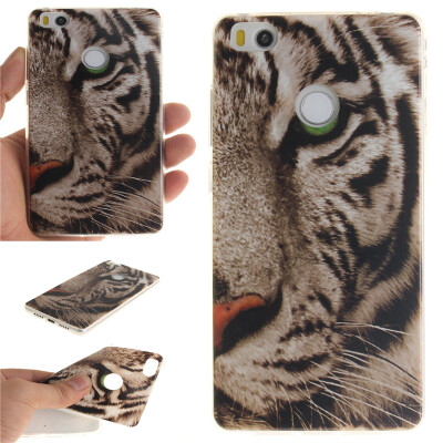 

White Tiger Pattern Soft Thin TPU Rubber Silicone Gel Case Cover for XIAOMI MI 4S