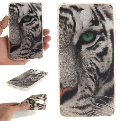 

White Tiger Pattern Soft Thin TPU Rubber Silicone Gel Case Cover for LG X Screen