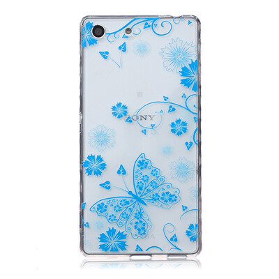 

Blue butterfly Pattern Soft Thin TPU Rubber Silicone Gel Case Cover for SONY Xperia M5