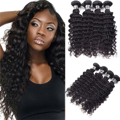 

8A Grade Deep Wave Malaysian Virgin Human Hair 4 Bundles Deep Wave Hair Nice Hair Pieces Grace Hair Mink Luster