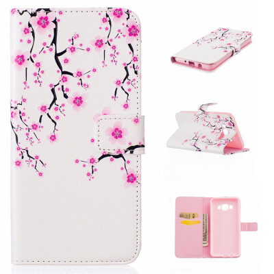 

Plum blossom Design PU Leather Flip Cover Wallet Card Holder Case for SAMSUNG Galaxy J5 2016/J510