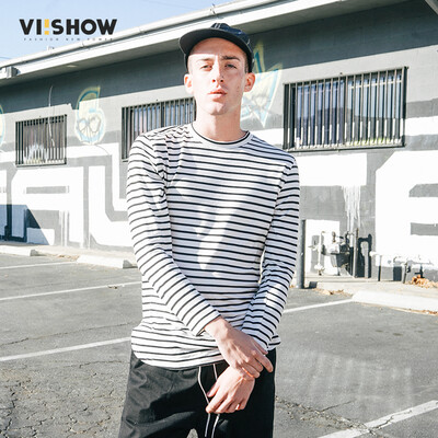 

viishow black and white striped long-sleeved T-shirt
