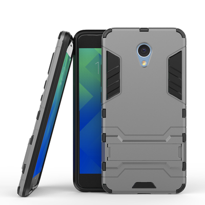 

Gray Slim Robot Armor Kickstand Shockproof Hard Rugged Rubber Back Case For MEIZU Note 5