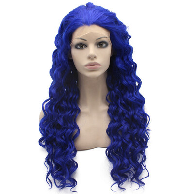 

Iwona Synthetic Hair Lace Front Long Curly Blue Wig