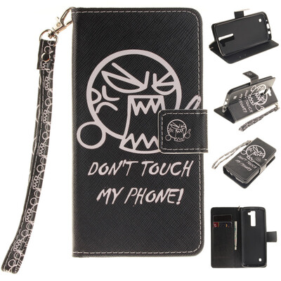 

Do not touch me Design PU Leather Flip Cover Wallet Card Holder Case for LG K8