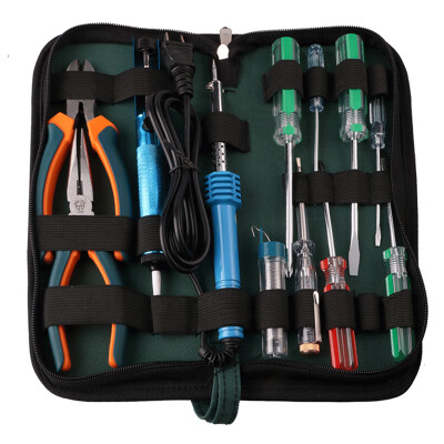 

Lake (GEHU) GH-090 12pcs kit kit electric iron twill nozzle pliers mouth nose screwdriver pencils solder wire suction tin canvas