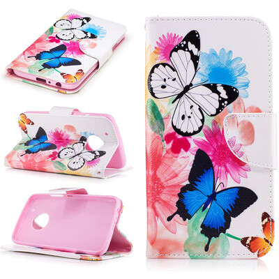 

Two Butterflies Design PU Leather Flip Cover Wallet Card Holder Case for Motorola Moto G5 Plus