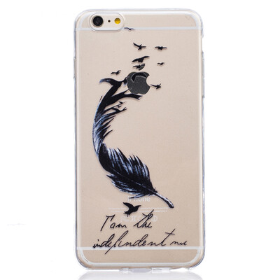 

Black feathers Pattern Soft Thin TPU Rubber Silicone Gel Case Cover for IPHONE 6 Plus6S Plus