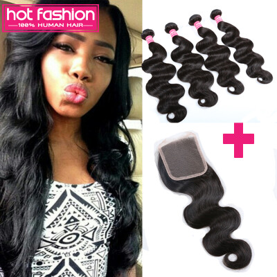 

Free Shipping 8A Peruvian Body Wave With Closure Hot Fashion Hair 3 Bundles Cheap Peruvian Hair With Closure Natural Black