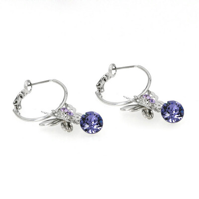 

Yoursfs® Fashion White Gold Plated Butterfly Shape с фиолетовым круглым цирконом мотается на обруч серьги для женщин