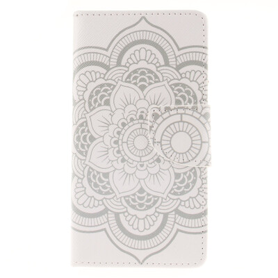 

White flowers Design PU Leather Flip Cover Wallet Card Holder Case for Sony Xperia M2