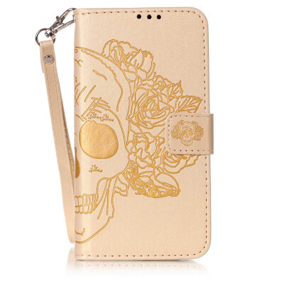 

Golden Skull Design PU Leather Flip Cover Wallet Card Holder Case for SAMSUNG A310