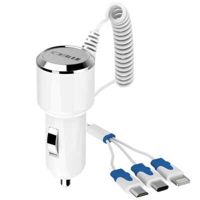 

Meidi (MEIDI) 6001 car charger a tug three car charger Apple Andrews Type-c mobile phone car cigarette lighter car white