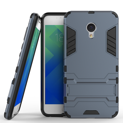 

Dark blue Slim Robot Armor Kickstand Shockproof Hard Rugged Rubber Back Case For MEIZU M5