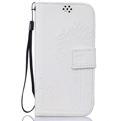 

White Lovers and Dandelion Style Embossing Classic Flip Cover with Stand Function and Credit Card Slot for LG Leon/C40