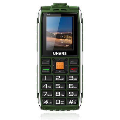 

Original Uhans V5 Dustproof Shockproof Dual Sim Card 2500Mah Battery GSM Big Speaker n Flashlight Outdoor feature phone