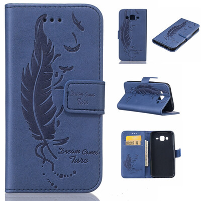 

Blue Plumes and birds Embossed PU Leather Wallet Case Classic Flip Cover with Stand Function and Credit Card Slot for SAMSUNG Gala