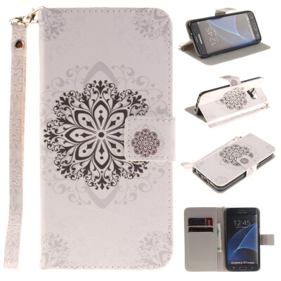 

Datura flowers Design PU Leather Flip Cover Wallet Card Holder Case for SAMSUNG GALAXY S7 Edge