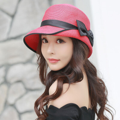 

Jingdong Supermarket Siggi SI89317 hat summer summer straw hat can be folded big along the sun hat Korean version of the tide cover beach beach cap cap red 57CM