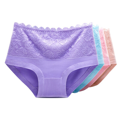 

Jingdong supermarket beauty Ya Ya Ting underwear waist lace cotton crotch underwear female 4 loaded sky blue light purple shrimp powder color  code