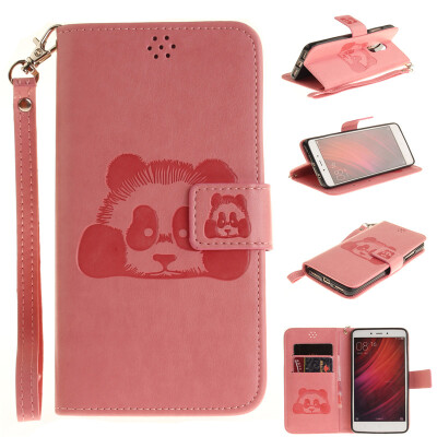 

Pink Panda Style Embossing Classic Flip Cover with Stand Function and Credit Card Slot for XIAOMI RedMi Note4