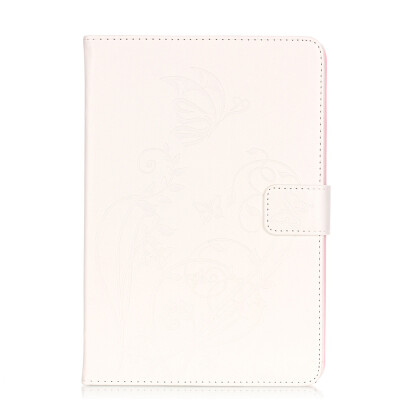 

White Flower Design PU Leather Flip Cover Wallet Card Holder Case for IPAD 6