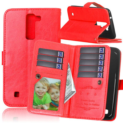 

Red Style Classic Flip Cover with Stand Function and Credit Card Slot for LG K7