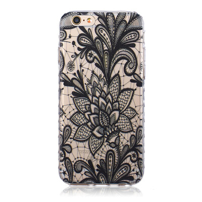 

Black Rose Pattern Soft Thin TPU Rubber Silicone Gel Case Cover for IPHONE 66S