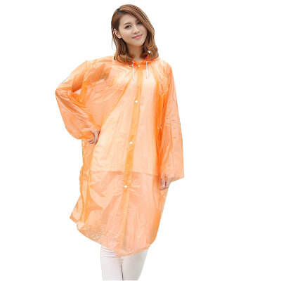 

Pioneer even translucent thicker non-disposable raincoat male&female long section with cap windbreaker front open button outdoor camping mountaineering travel rafting travel Siamese adults adult poncho 5 silk yellow